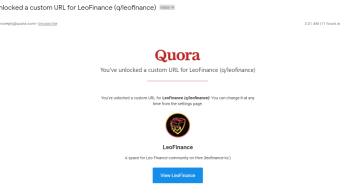 We've unlocked a custom URL for LeoFinance (q/leofinance) on Quora
