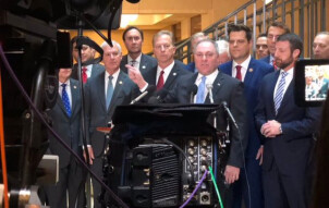 Representative Gates leads 30 Representatives into SCIF to represent the people and stopping the scam