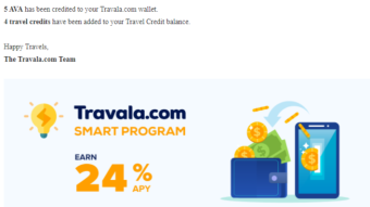 My first rewards from Travala.com's Smart Level 1.