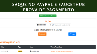 Bitcoinmais - Saque no Paypal e Faucethub (Prova de Pagamento)