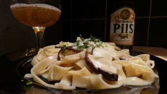 Tagliatelle with fresh boletus mushrooms and "Raciborski Pils"