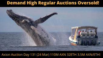 Axion Auction Day 131 (24 Mar) 110M AXN 32ETH 3.5M AXN/ETH! Demand High Regular Auctions Oversold! WATCH NOW!