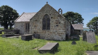 Visiting the old Church of St Baglan in North Wales