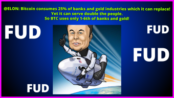 @ELON: Bitcoin consumes 25% of banks and gold industries which it can replace! Yet it can serve double the people. So BTC uses only 1-6th of banks and gold!