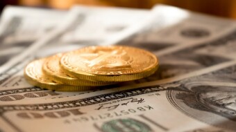 Gold, Banknotes, Bitcoin
