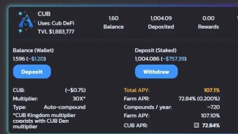 BSC DeFi With CubFinance and without TreeDefi