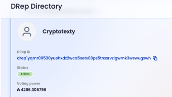 Cardano DRep - I recently registered as Delegated Representative - analogy of Deputy, MP