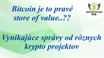 Skvelé správy na rôzne Kryptomeny.