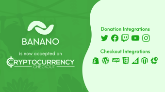 BANANO is now accepted on CryptoCurrencyCheckout!