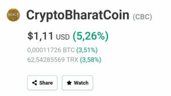 CryptoBharatCoin (CBC) - Total Airdrop of 100000 CBC ≈ $100000