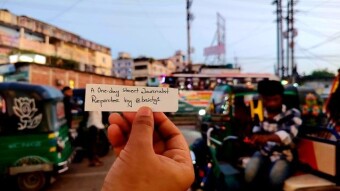 A One-Day Street Journalist: Business at the transport station."