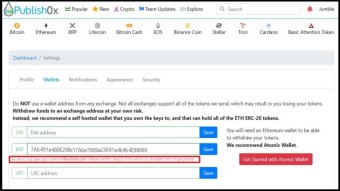 How to add an Ethereum wallet address to Publish0x
