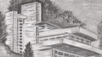 Falling Water - Pencil Drawing