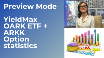 Preview Mode YieldMax OARK ETF + ARKK Option statistics Sizzle Index courtesy of thinkorswim/ Charles Schwab
