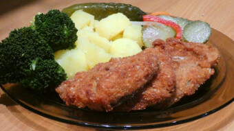 Parasol mushroom fried in oil a`la pork chop