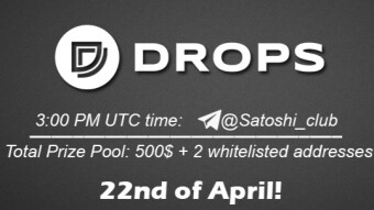 Join the AMA of Satoshi Club x Drops. Rewards: 500 USDT + 2 whitelisted addresses, April 22nd.