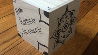 Happy Birthday Heather! - Wood Box Original Drawing Gift