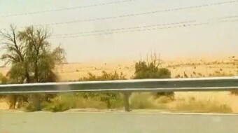 Dubai is that there is desert all around the road, but this desert area is as beautiful as it is full of sand