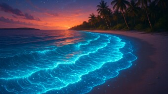 The Glowing Waves (Bioluminescent Bays)