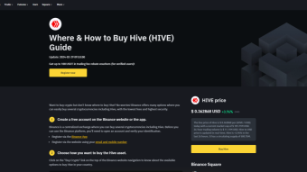 Hive has its own How-To-Buy-Hive on the Binance exchange