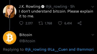 JK Rowling just tweeted about Bitcoin! (And Crypto twitter proceeded to destroy any chance of her adopting it)