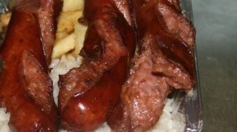 Foodbook #1241 sausages with rice and potatoes