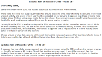 Update to Altilly Cryptocurrency Exchange Hack
