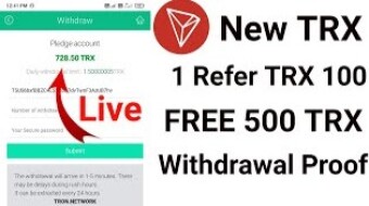 Free Earning TRX 500 free claim fast