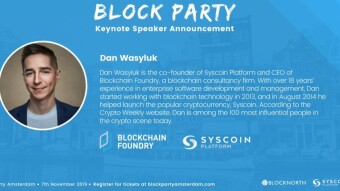 Update on the Blocknorth and Syscoin Platform Block Party, Amsterdam, November 7! Get your tickets now!!