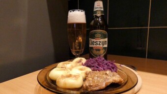 "Cieszyn Pilsner" beer from the Archduke of the Castle Brewery in Cieszyn, to Tuesday's dinner