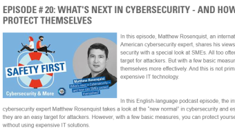 Cybersecurity Challenges for SMBs – Safety First podcast interview