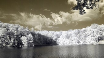 Radio towers across the lake - Infrared Photography