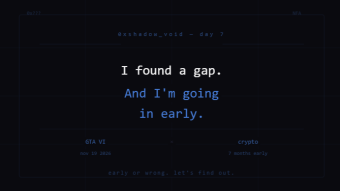 Day 7. I found a gap. And I'm going in early.