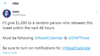 The Giveaways' Twitter feed.