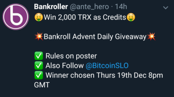 Win 2000 credits up to 50 k credits on bakroll giveaway