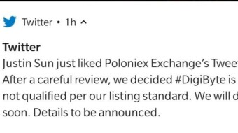 Digibyte to be delisted from Poloniex because its CEO accused Justin Sun