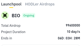 Ongoing Lunchpool $BIO On Binance : Crypto