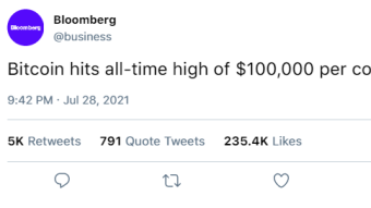 Fake Bitcoin news on Twitter is a nuisance