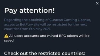Betfury is closing to USA users and other countries