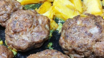 Foodbook #775 Roasted Meatball Burgers and Potatoes