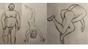 Triptych of gesture figures