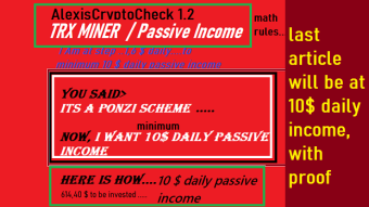 TRX CLOUD MINER - AlexisCryptoCheck 1.2 - MY WAY to 10$ minumum per Day..Update: account is closed