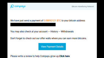 21st payment received from CoinPayU + 0.00092121 BTC | total paid 0.00387005 BTC