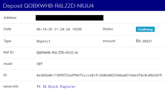 First payment received from GraBTC + 0.00021000 BTC