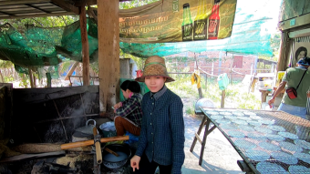 Cambodia, Battambang - home production of rice paper - my journey through Asia