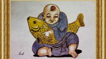 painting buddha and gold fish