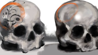 painting 2 skulls with digital pen, which one is better? left or right?