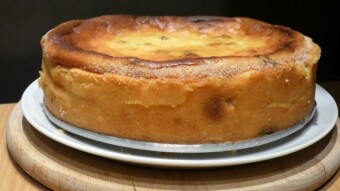 Homemade fluffy and juicy cheesecake with raisins