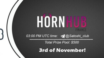 Join the AMA of Satoshi Club x HornHub. Rewards: 500 USDT, November 3rd.