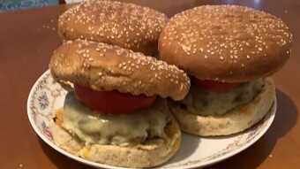 Homemade and  handmade Cheeseburgers for me and my wife